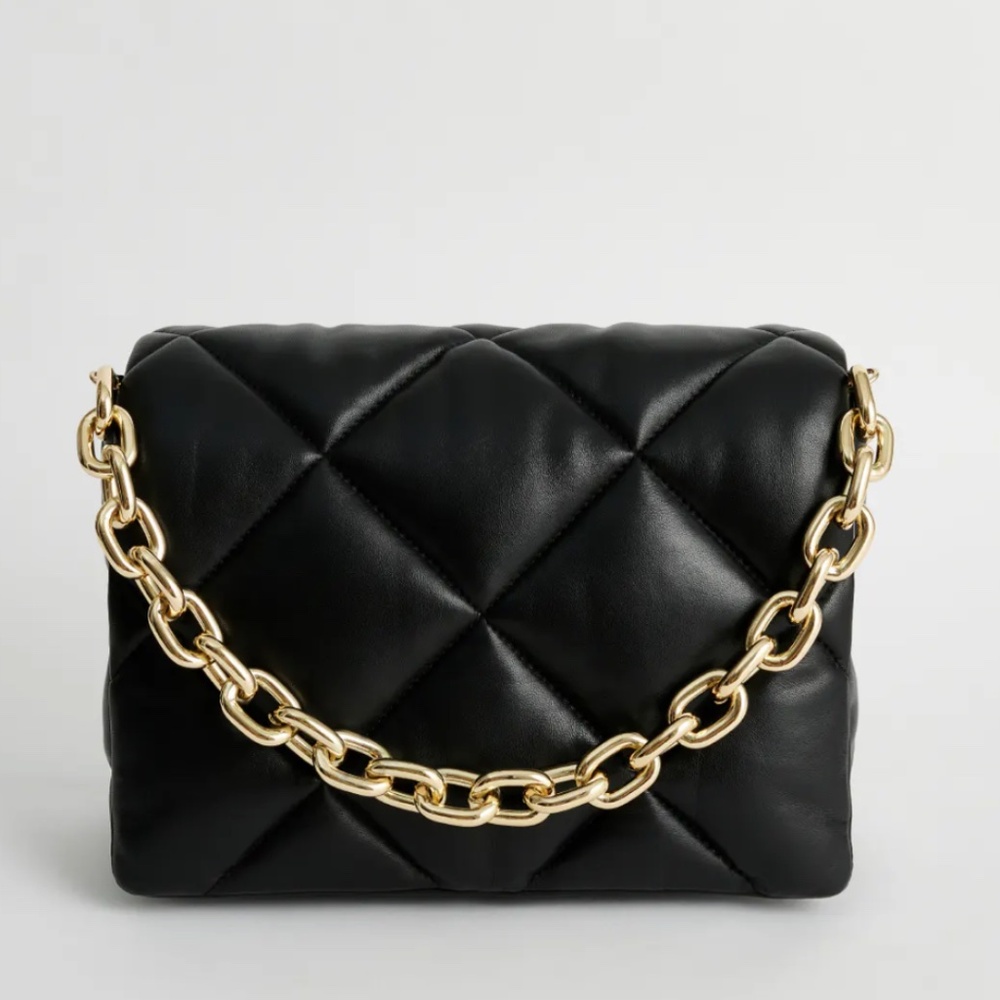 STAND STUDIO NWT BRYNN QUILTED BLACK LEATHER BAG